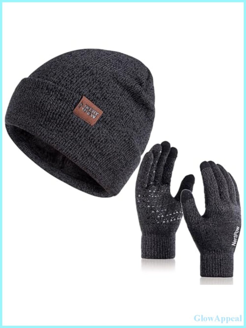 Winter Knit Hat Gloves Scarf Set Fleece Lined Touchscreen Unisex